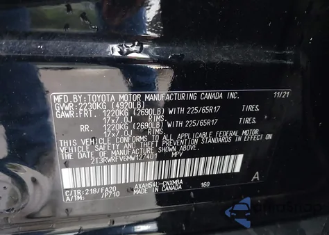 2021 Toyota Rav4 Hybrid Xle z USA, uszkodzony, nr VIN 2T3RWRFV6MW127401